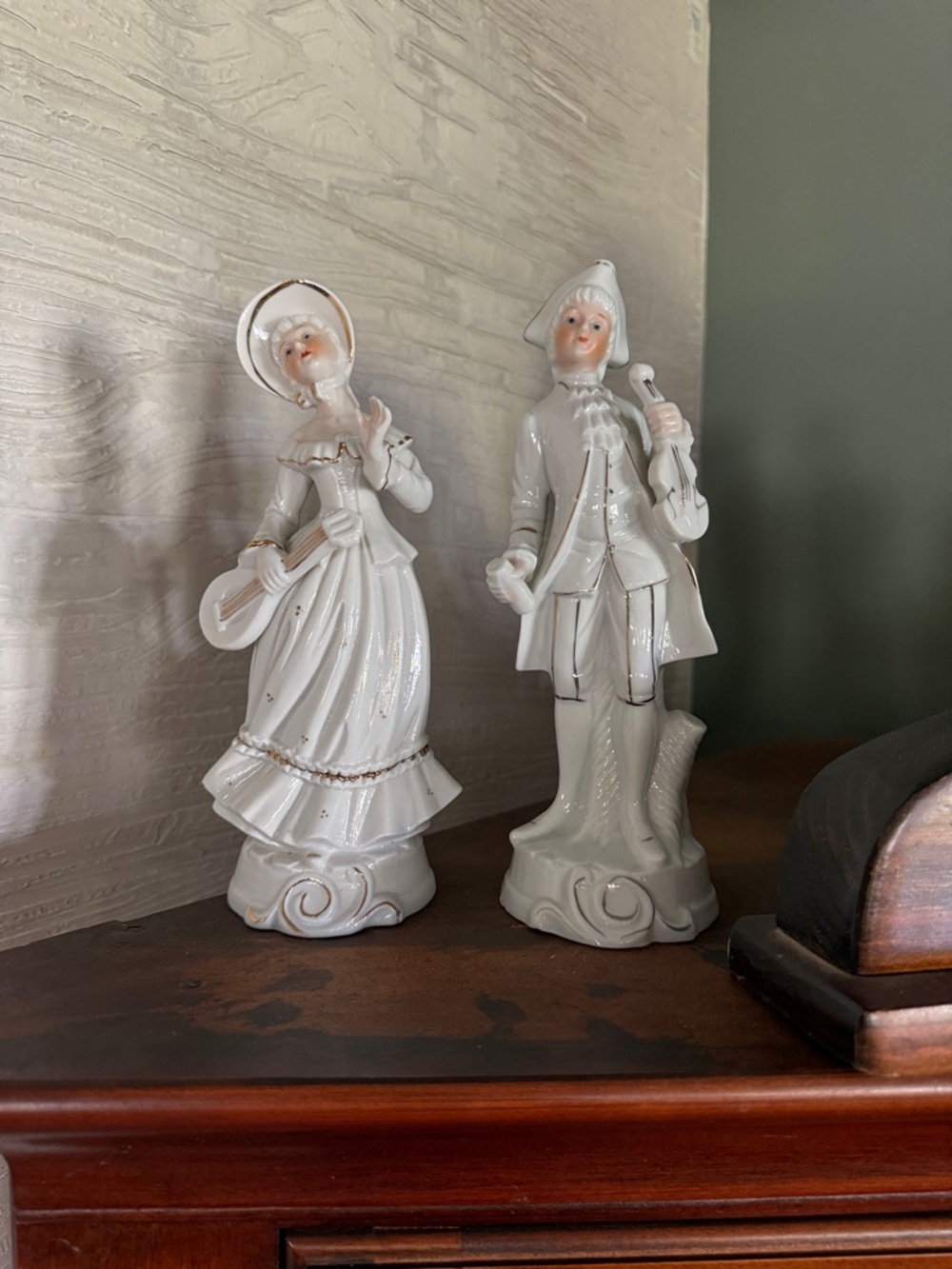 Vintage White Porcelain Figurine Pair - Lady & Gentleman